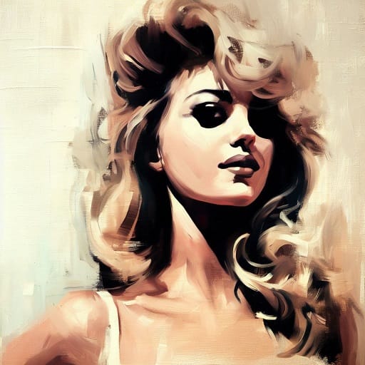 Un dipinto con Brigitte Bardot che ha lo sguardo nichilista ne Il  Disprezzo.