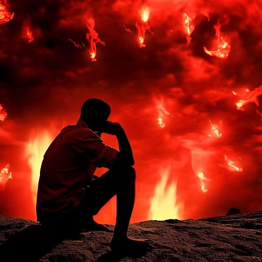 Una persona si chiede il significato del Sigillo di Lucifero contemplando l'Inferno.