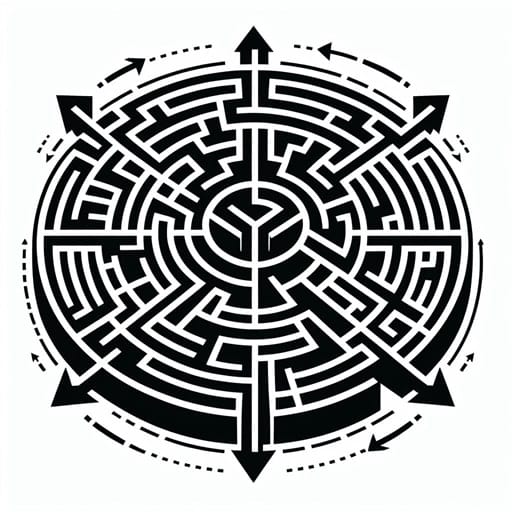 Un labirinto con tante frecce diverse in uscita per valutare le opzioni.